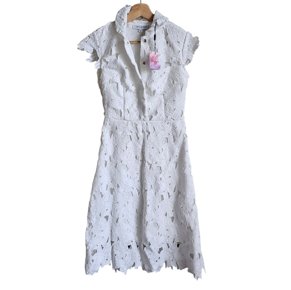 Chicwish Dresses & Skirts - NWT Chicwish Embroidery Ivory Lace Pencil Knee Length Dress Size Xs